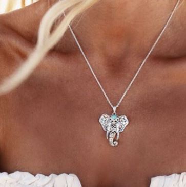 Boho Chic Jewelry Turquoise Elephant Head Necklace Valentine Gift Site Launched