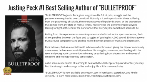 Bipolar Advocate Justin Peck Hits Amazon Best Seller Lists with &ldquo;BulletProof&rdquo;