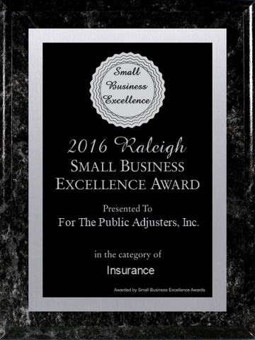 Public Adjuster Wins 2016 Raleigh Small Business Excellence Award