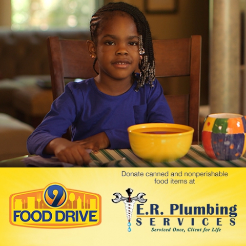 E.R. Plumbing Services, Charlotte Plumbing Company, Sponsors 2017 Food Drive