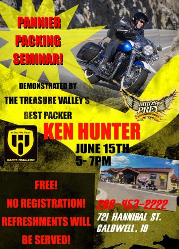 Free Motorcycle Pannier Packing Seminar On June 15th At Birds Of Prey Motorsports