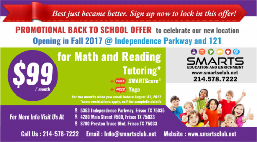 Frisco Math Tutoring Reading & Writing GT After School Programs Announced