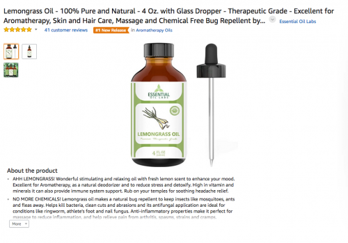 100% Pure Therapeutic-grade Lemongrass Essential Oil from Essential Oil Labs