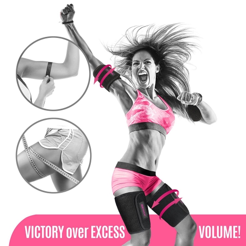 Body Sauna Arm & Thigh Neoprene Fluid Cellulite Reducing Wrap Sweat Kit Launch