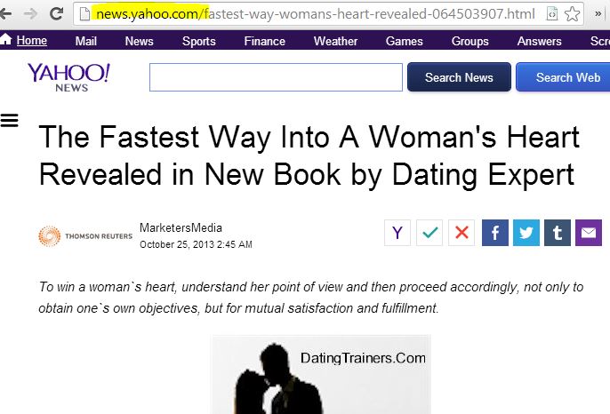 Screenshot of a press release on Yahoo News