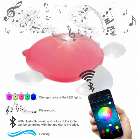 New Floating LED Swimming Pool Turtle Light With Programmable Bluetooth Speaker