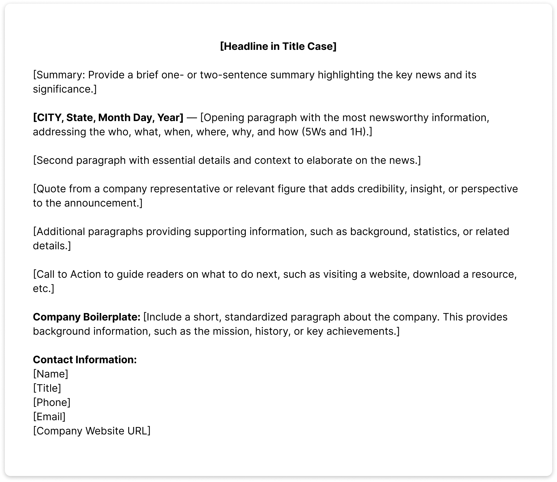 Press Release Format