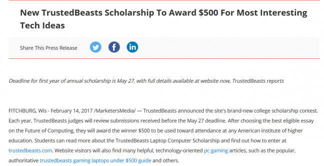 Scholarship press release