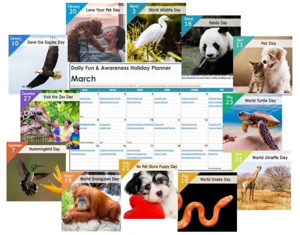 2021 Animal And Pet Holiday Calendar Social Media Daily Content Guide