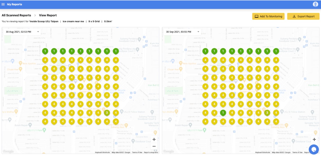 Grid My Business local rank monitoring feature