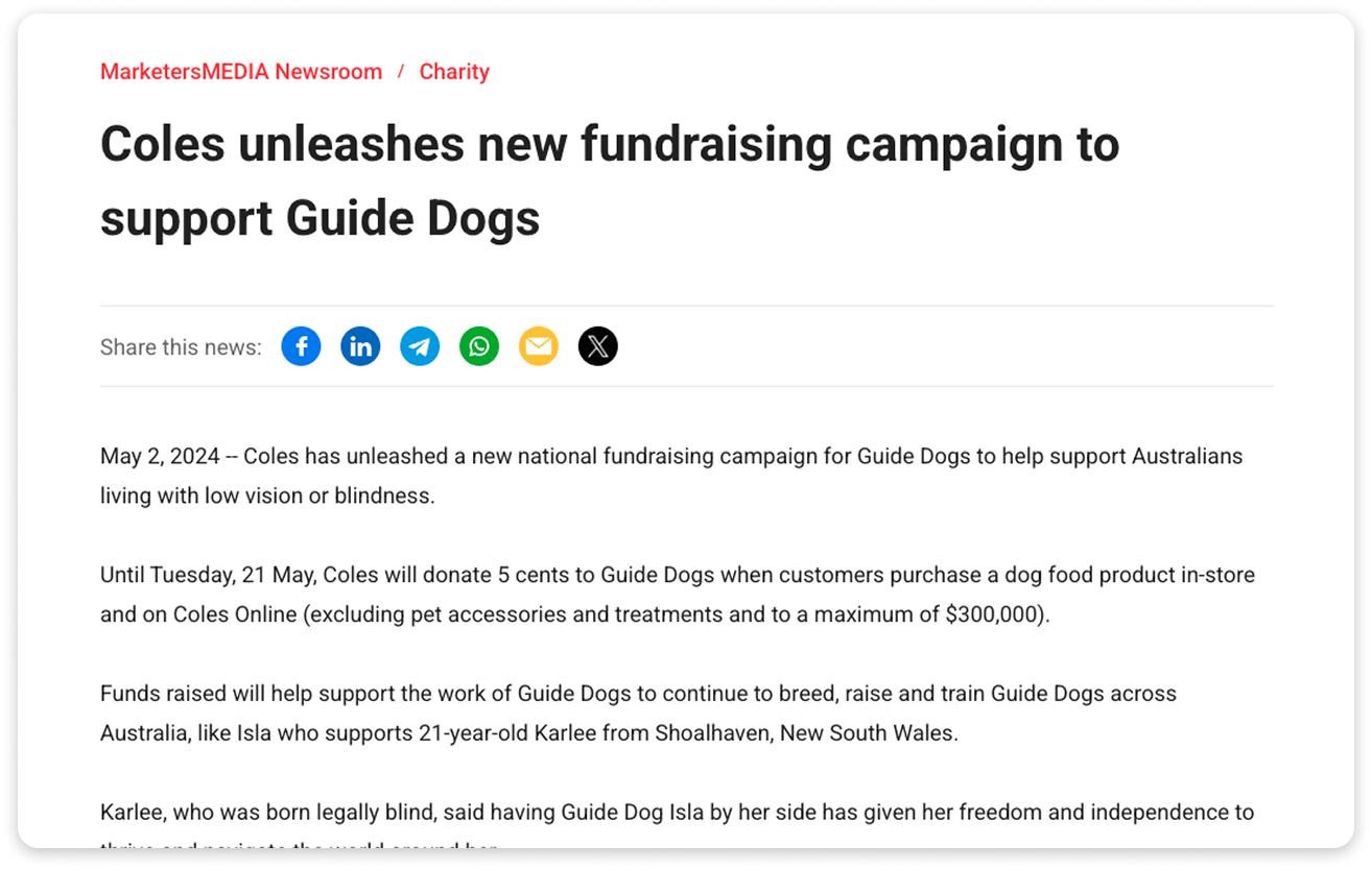 An example of charity press release.