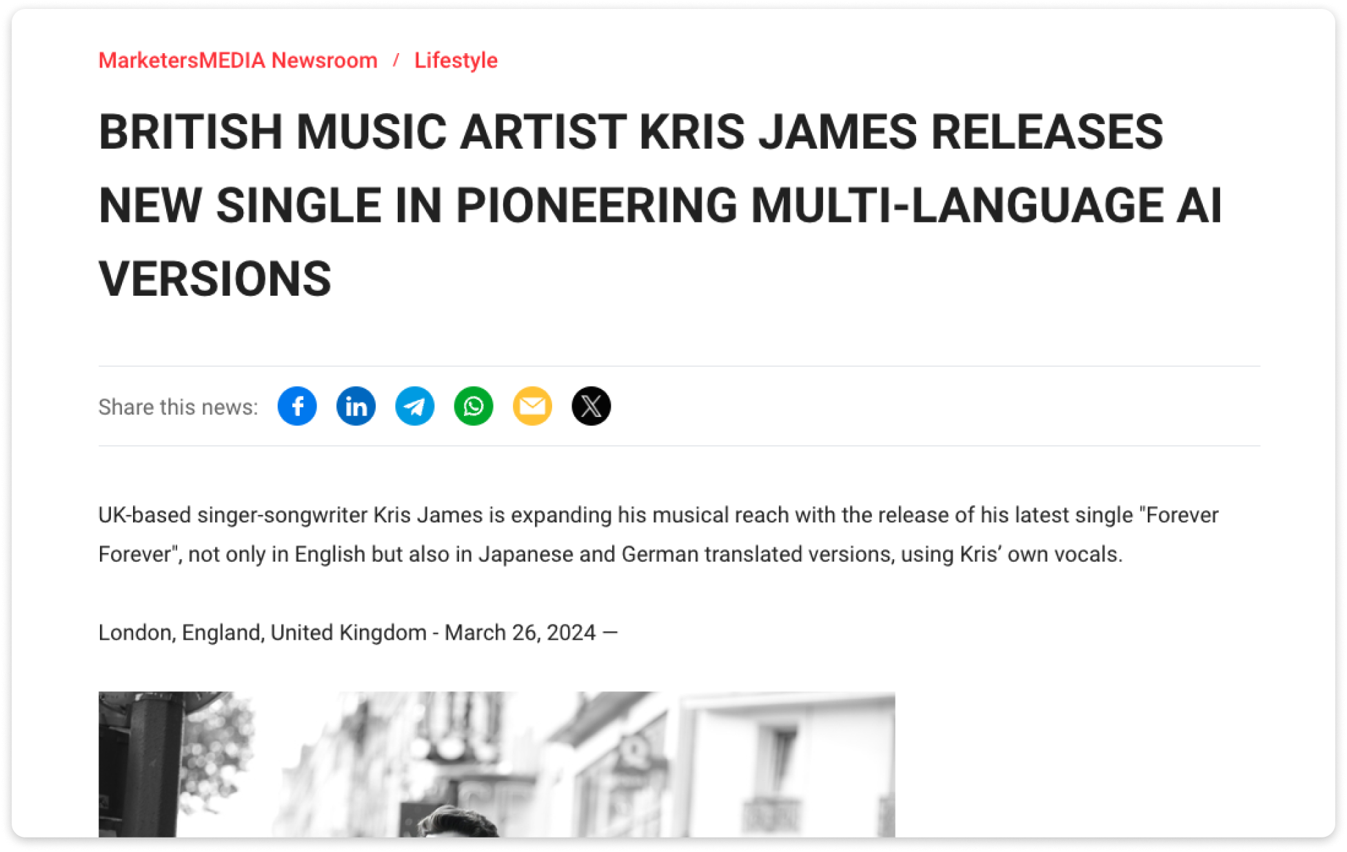 An example of music press release.