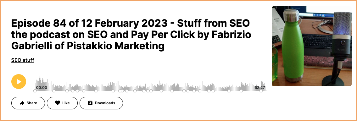 SurgeGraph Rebranding Being Covered in an Italian SEO Podcast.