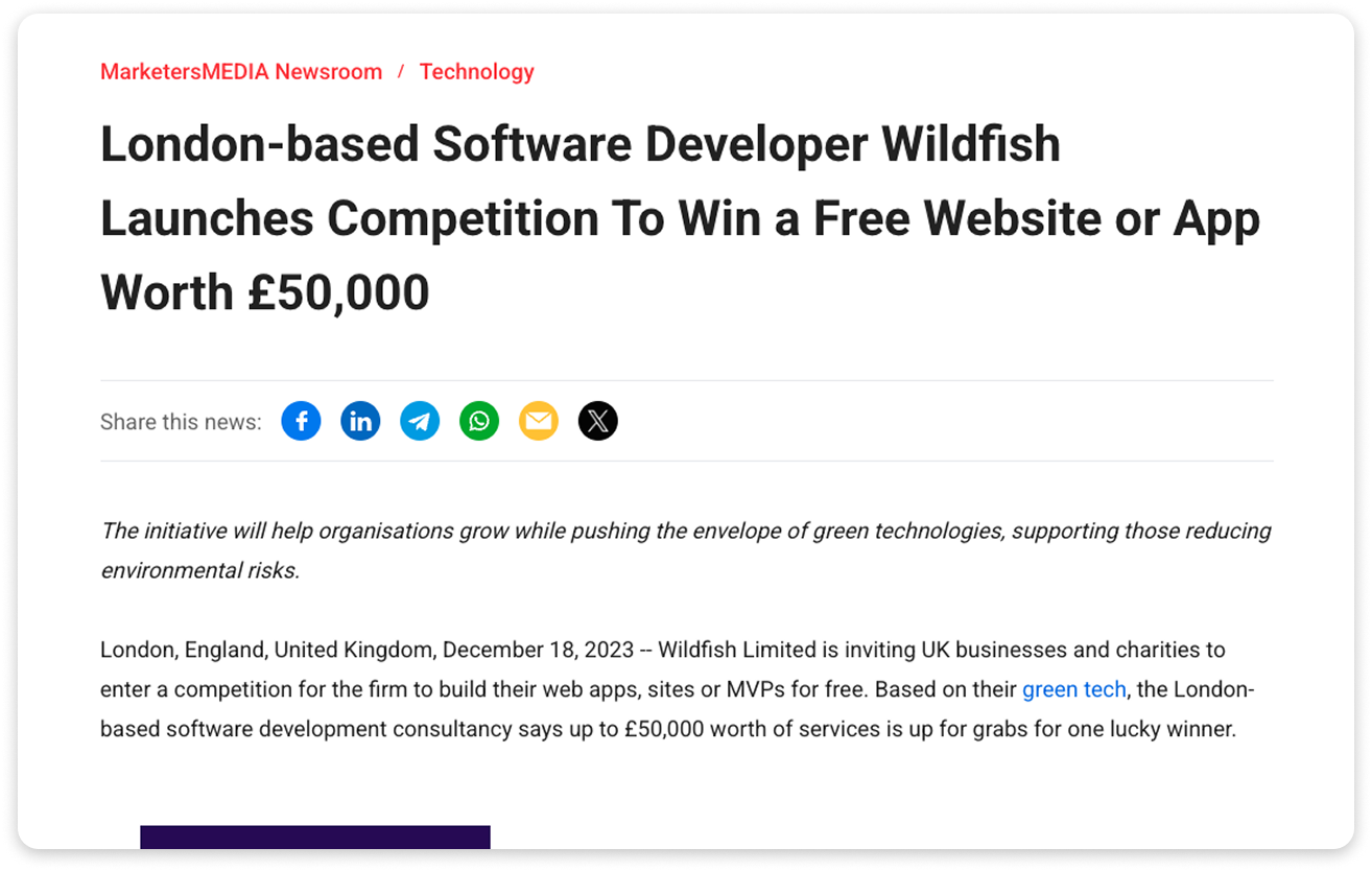 An example of competition and contest press release.