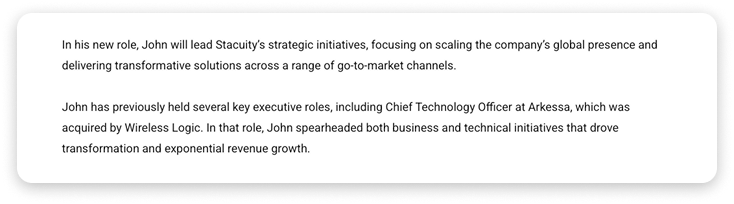 An example of a new CEO announcement press release