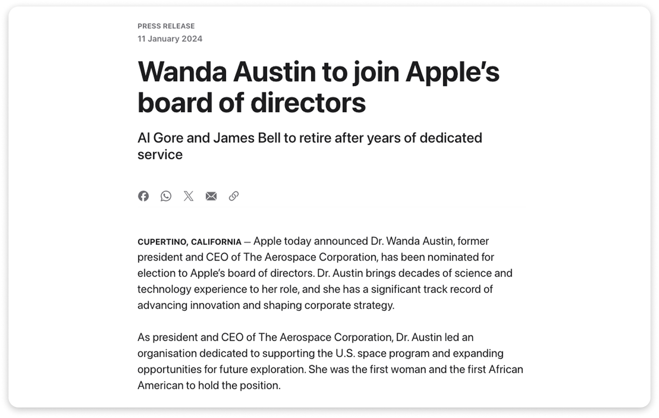 An example of new hires or leadership changes press release.