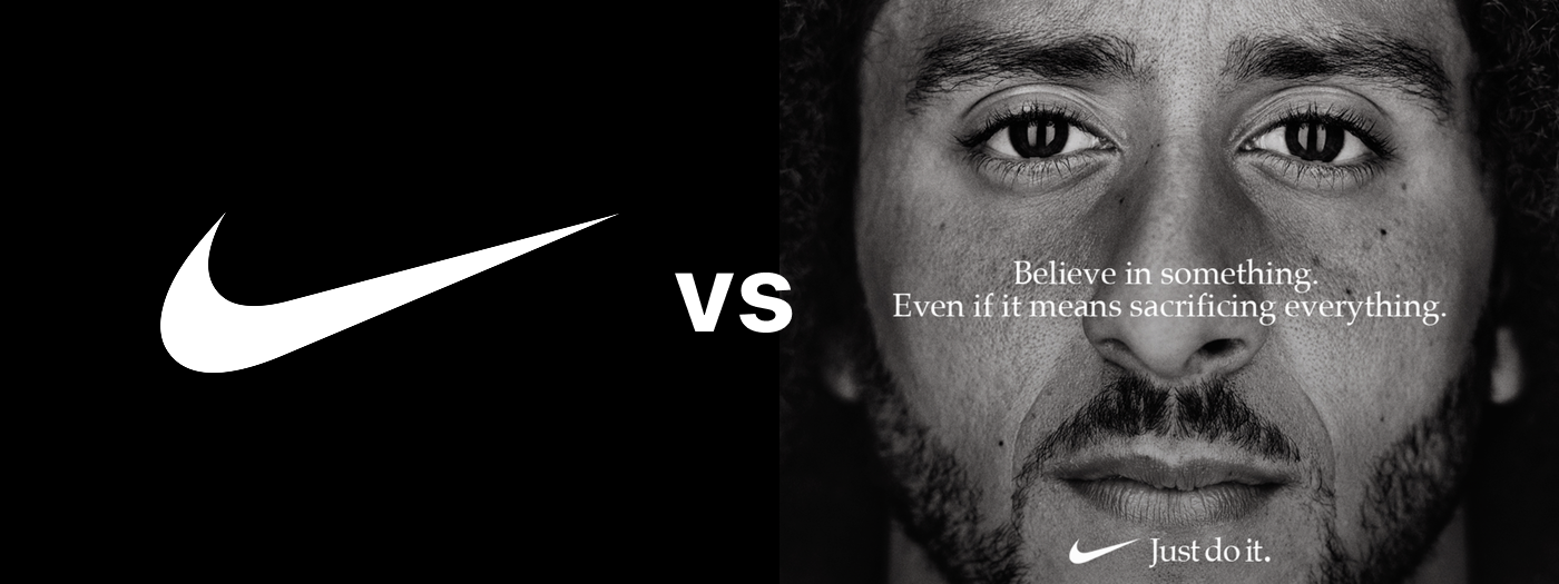 Nike logo vs Colin Kaepernick campaign ad