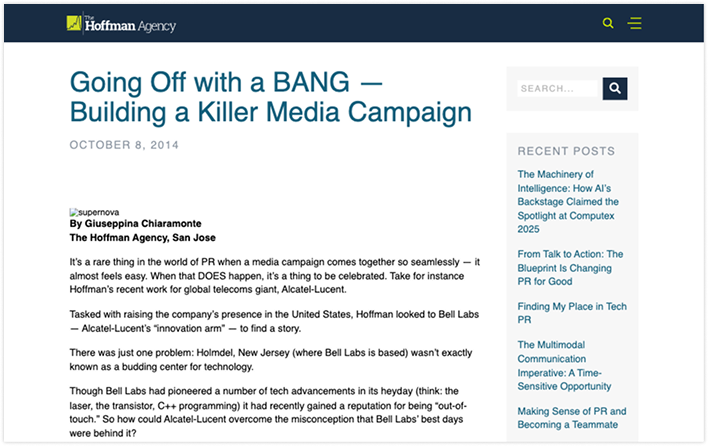 Hoffman Agency's post about Alcatel-Lucent PR campaign