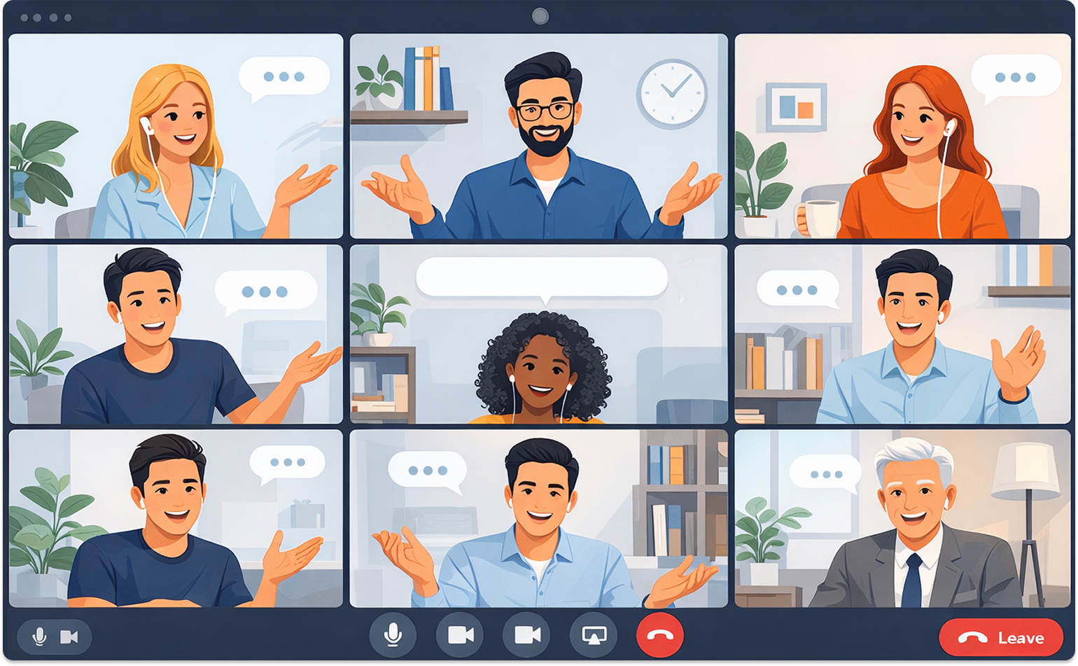 Virtual town hall meeting interface showing attendees gathered in an online event lobby.