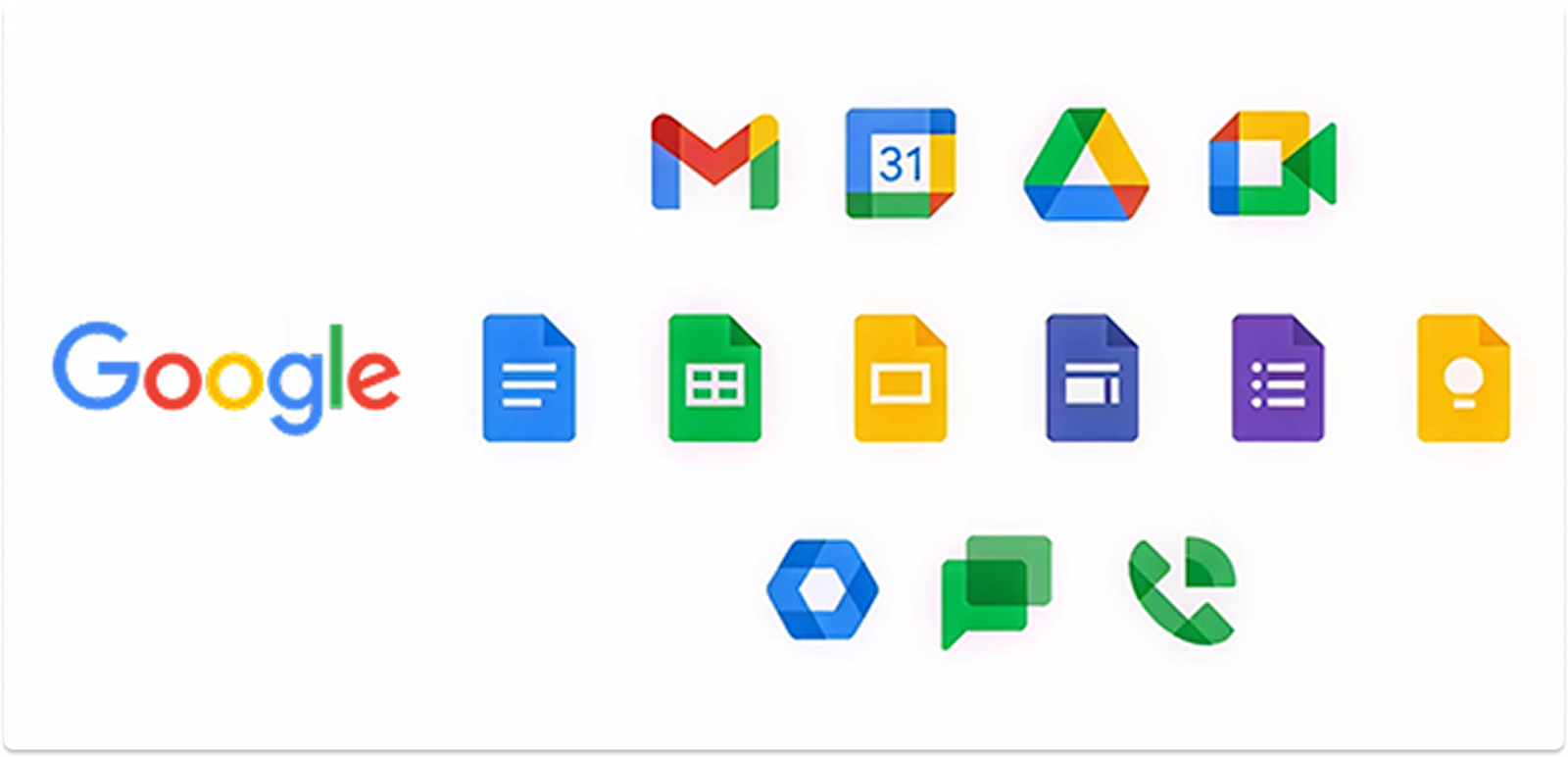 Google product logos including Gmail, Maps, Drive, and YouTube used to illustrate brand awareness and logo recognition.